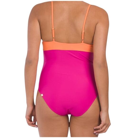 SUMMERSALT One Piece Swimsuit  The Jetsetter Hibiscus Tangerine Pink UPF 50+ 4 - Picture 6 of 10